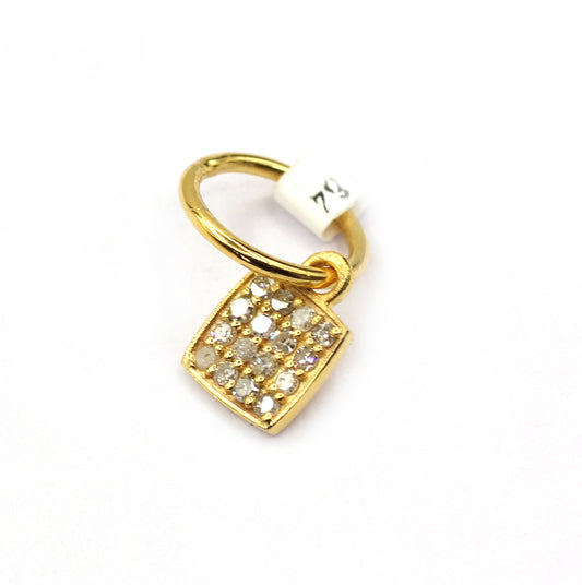 Square 14k Solid Gold Diamond Pendants
