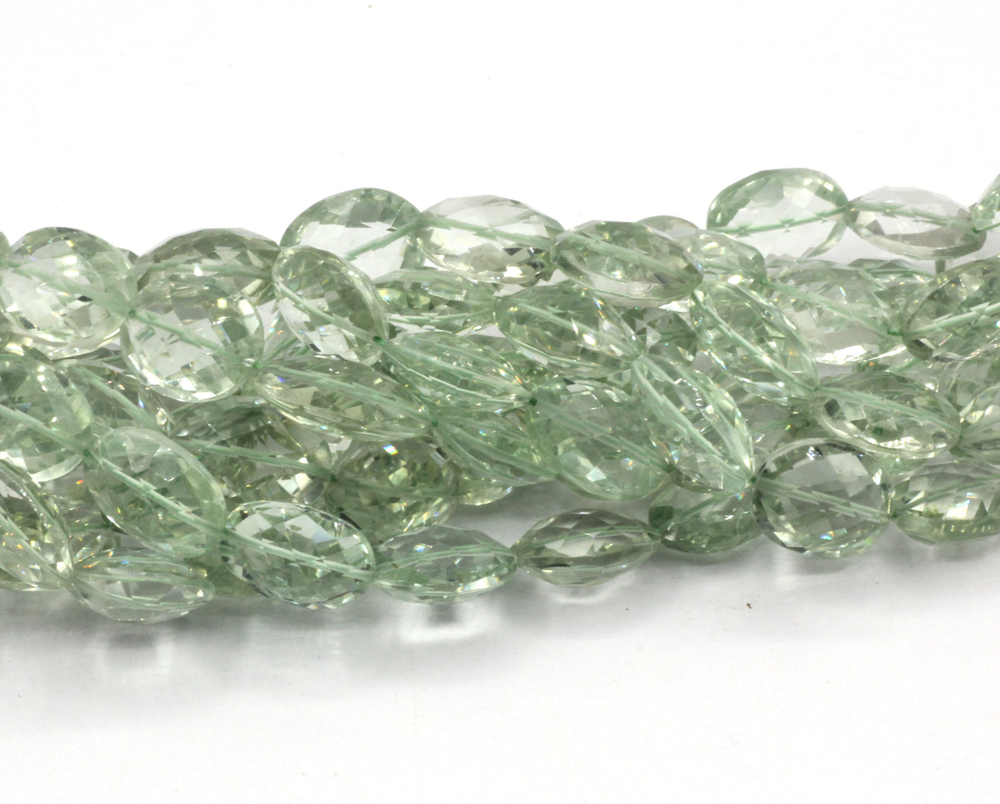 Amethyst, Green Amethyst Oval faceted Bead, Size 18x11 mm