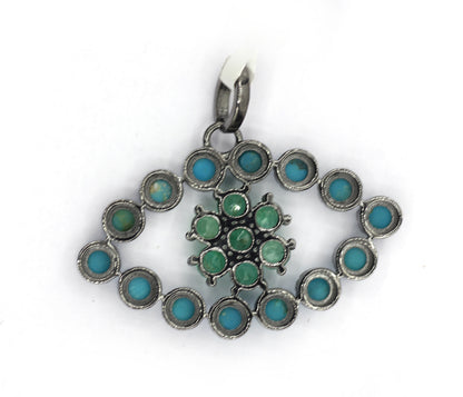 Evil Eye Emerald and Turquoise Stone Pendant