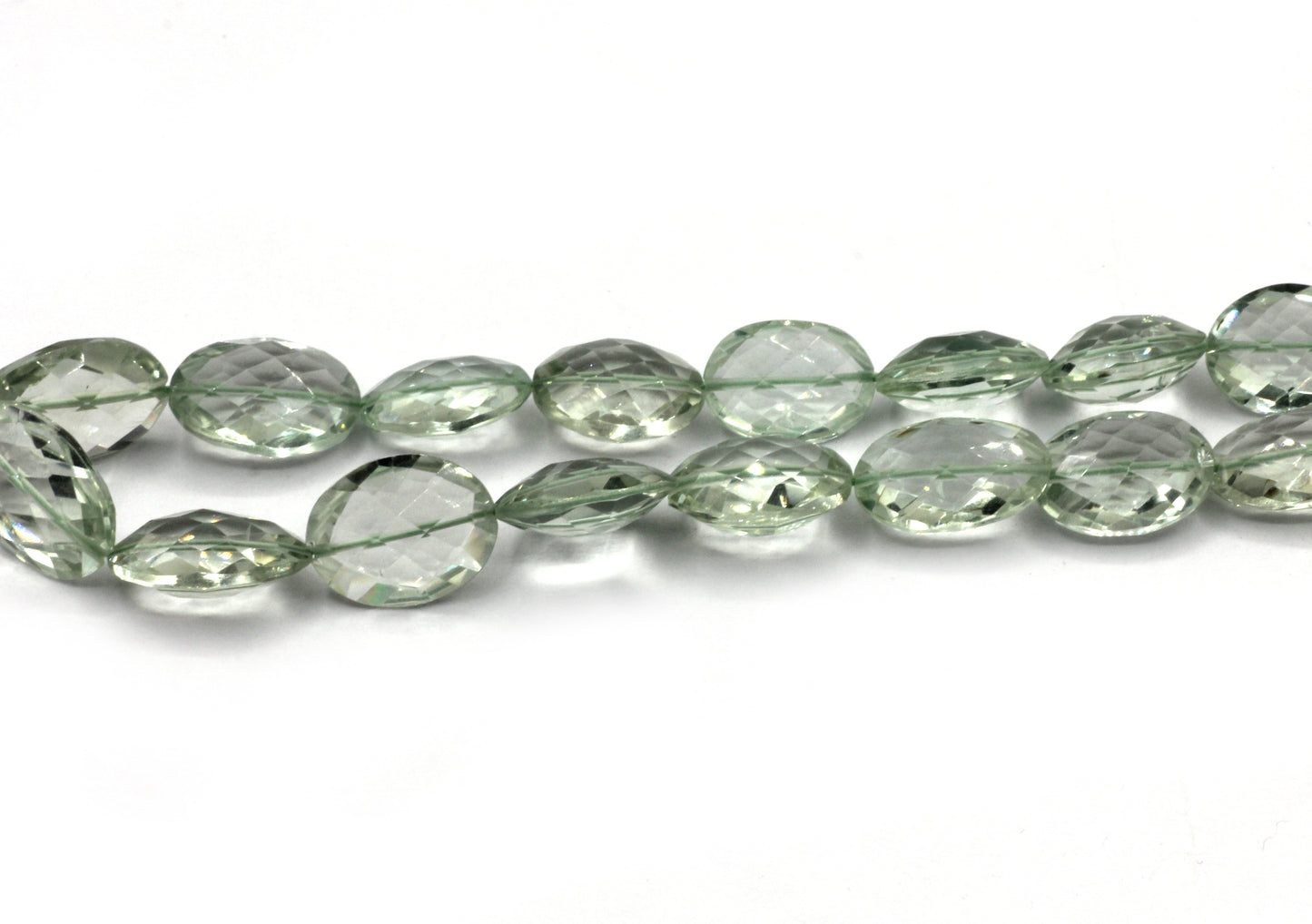 Amethyst, Green Amethyst Oval faceted Bead, Size 18x11 mm