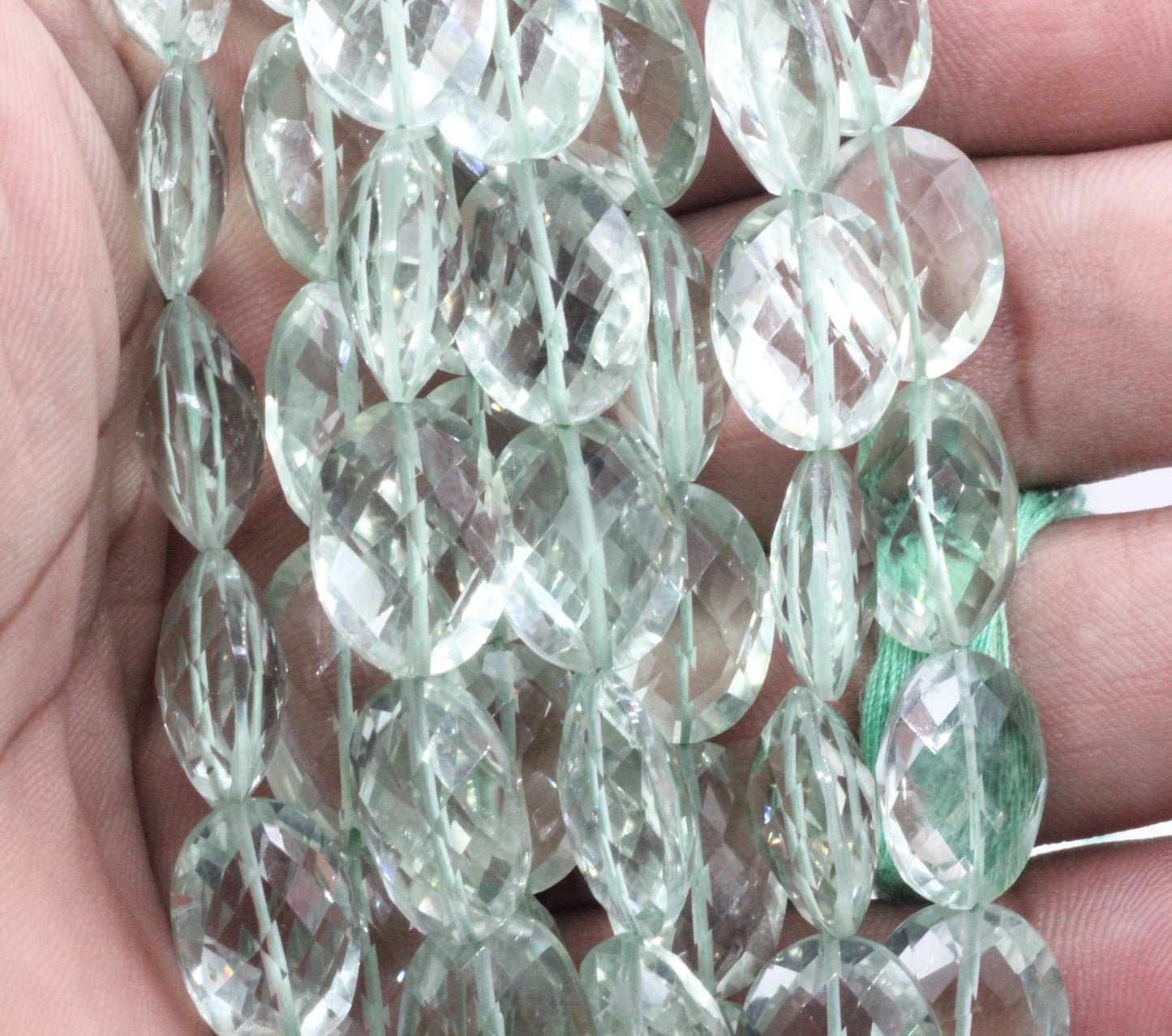 Amethyst, Green Amethyst Oval faceted Bead, Size 18x11 mm