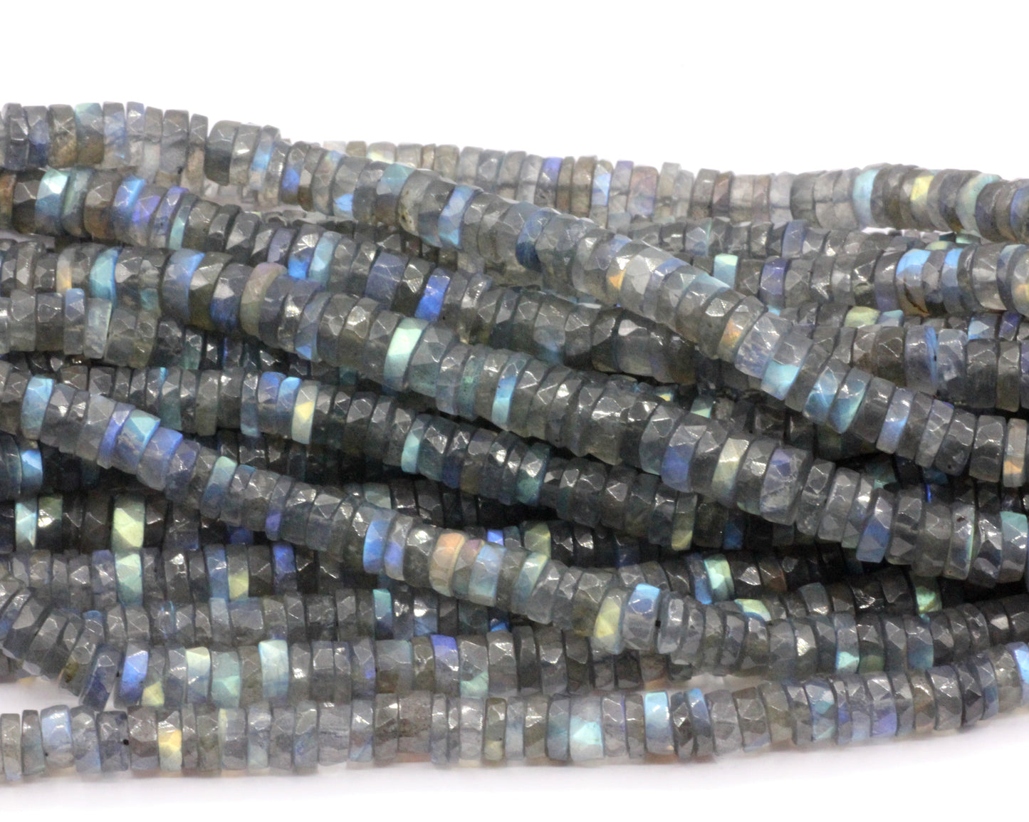 Labradorite Faceted Heshi, Faceted Donut, Faceted Tyre