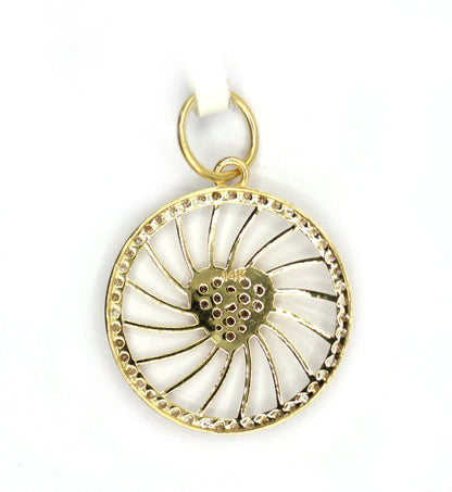 Round Heart 14k Solid Gold Diamond Pendants.
