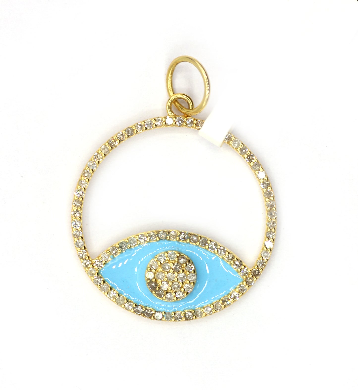 Round 14k Solid Gold Diamond Pendants.