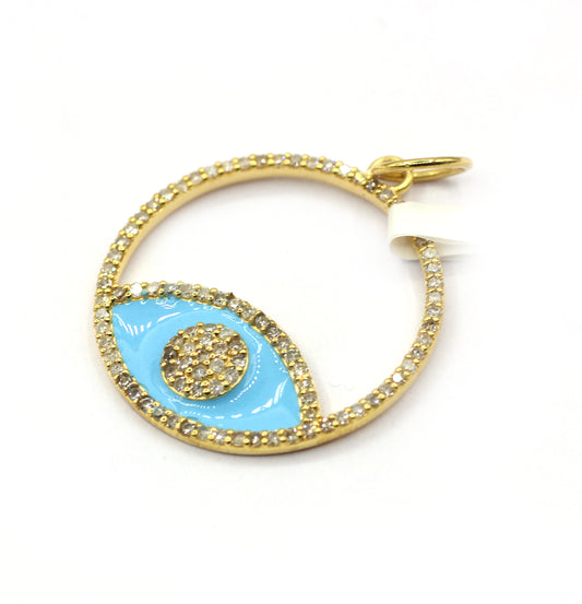 Round 14k Solid Gold Diamond Pendants.