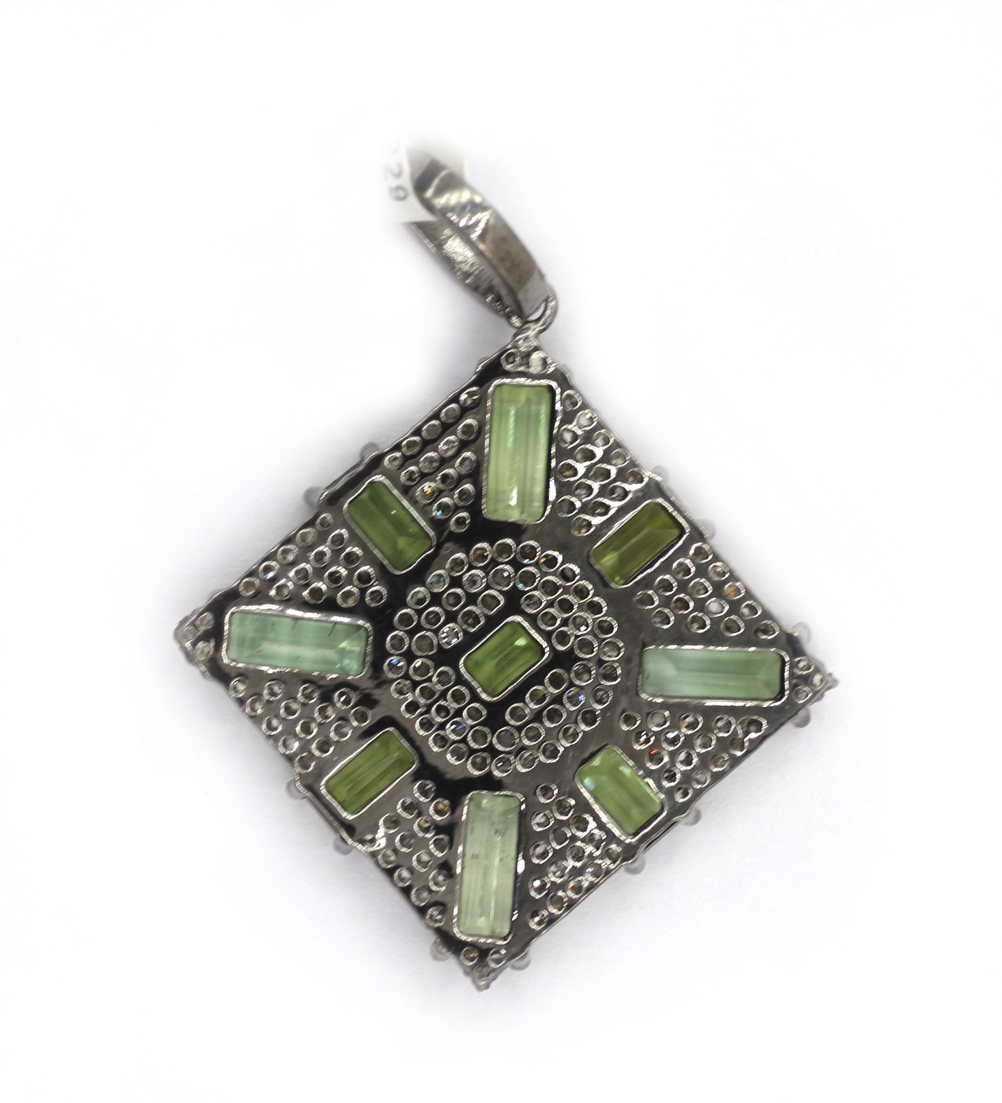 Square Silver Pave Diamond Pendant