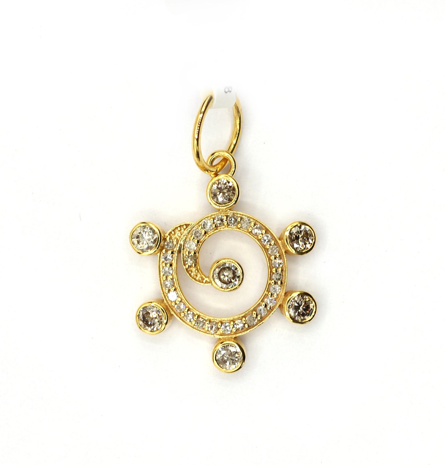Round 14k Solid Gold Diamond Pendants.