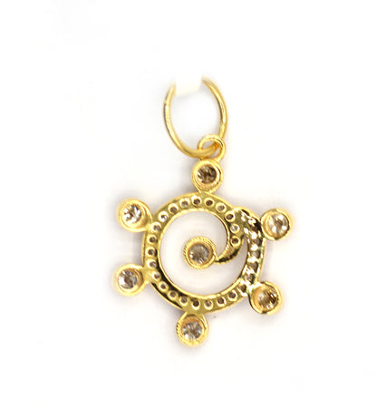 Round 14k Solid Gold Diamond Pendants.