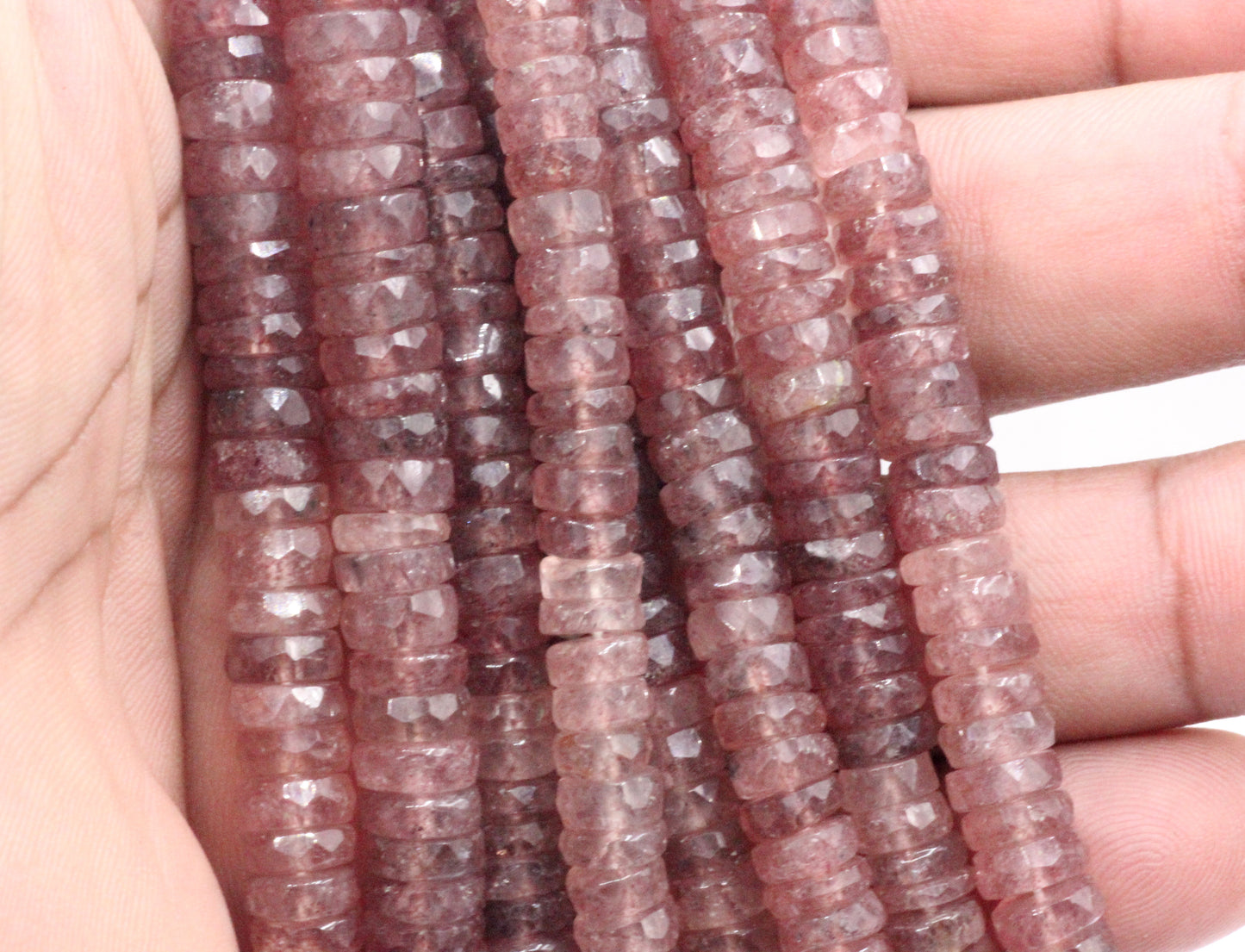 Quartz, Strawberry quartz Faceted Heshi, Faceted Donut, Faceted Tyre