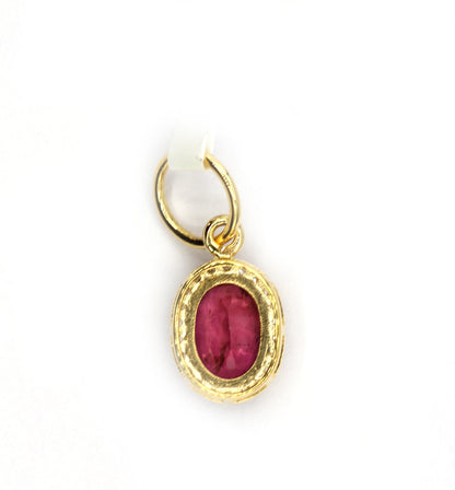 Oval 14k Solid Gold Diamond Pendants With Pink Tourmaline