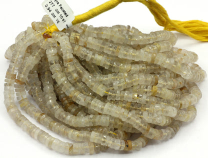 Quartz, Golden Rutile Faceted Heshi, Faceted Donut, Faceted Tyre
