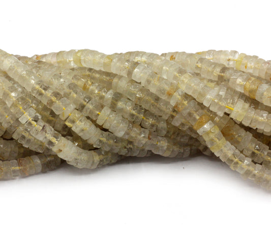Quartz, Golden Rutile Faceted Heshi, Faceted Donut, Faceted Tyre