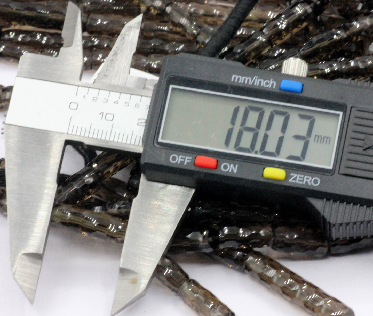 Quartz, Smoky quartz Faceted Tube Beads