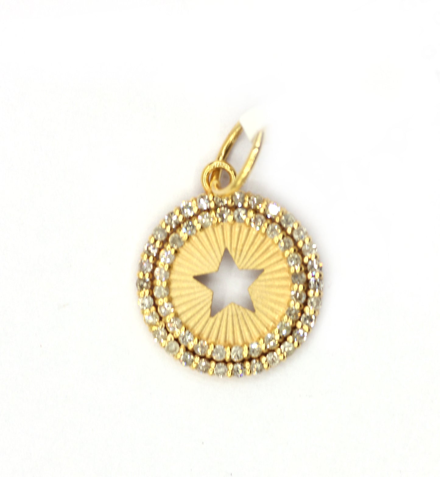 Round Star 14k Solid Gold Diamond Pendants.