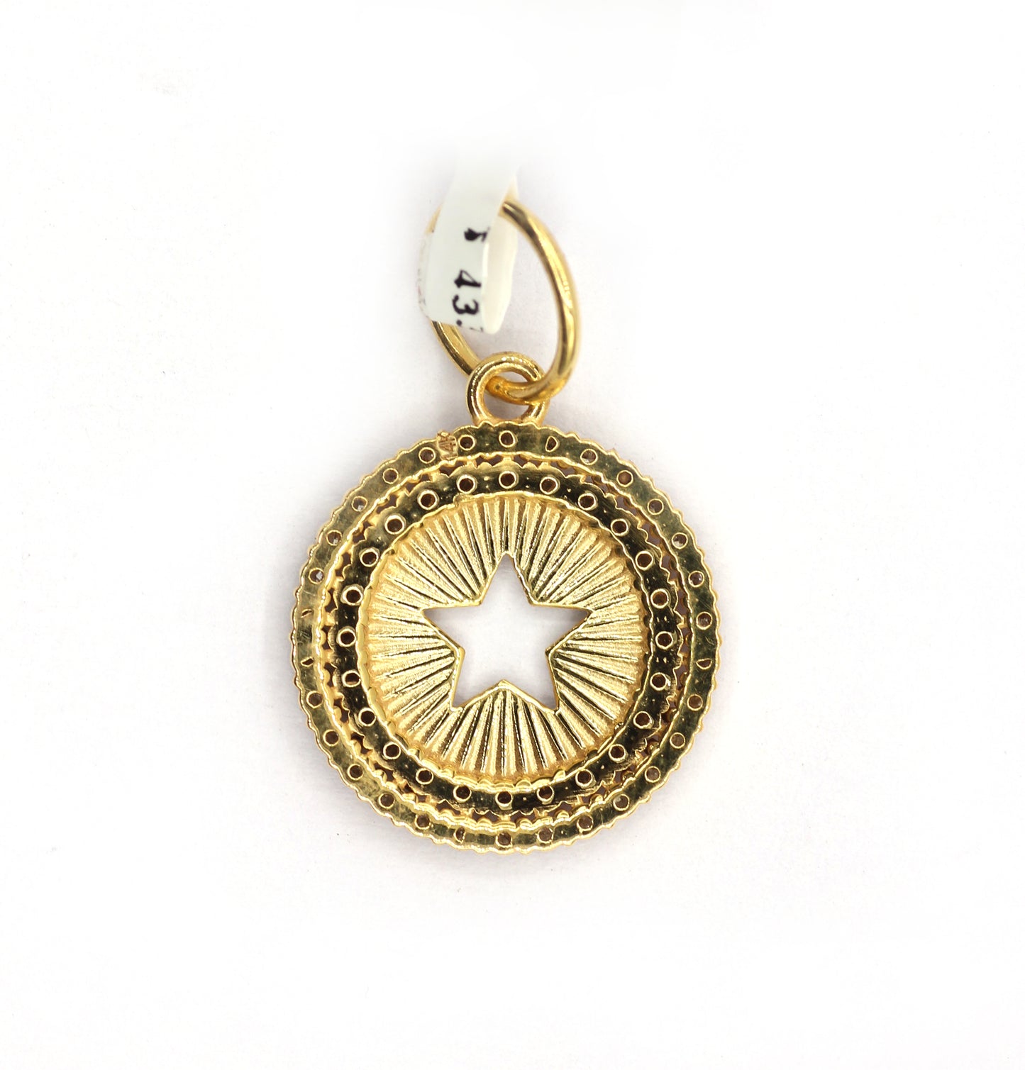 Round Star 14k Solid Gold Diamond Pendants.