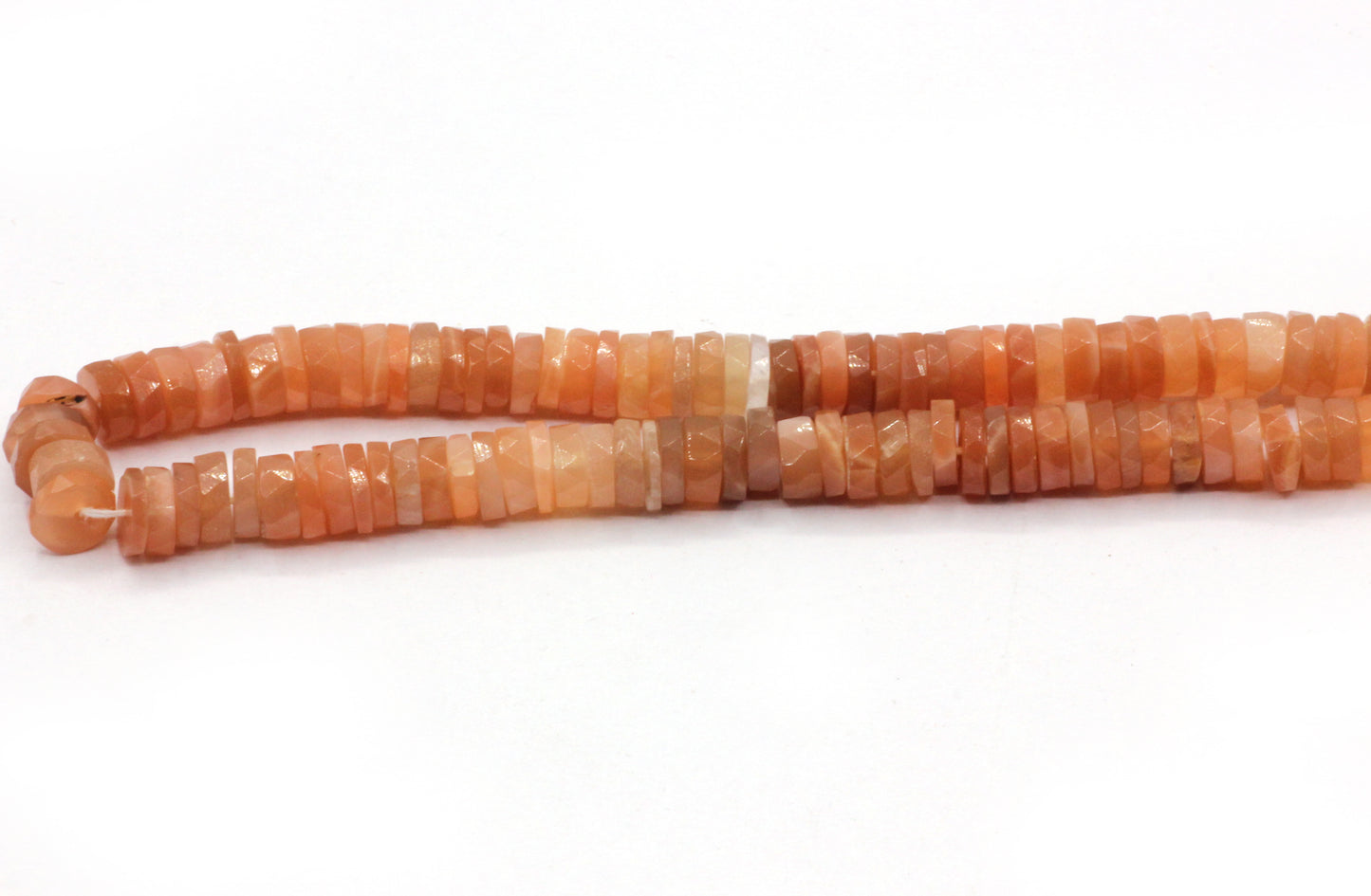 Moonstone, Peach Moonstone Faceted Heshi, Faceted Donut, Faceted Tyre