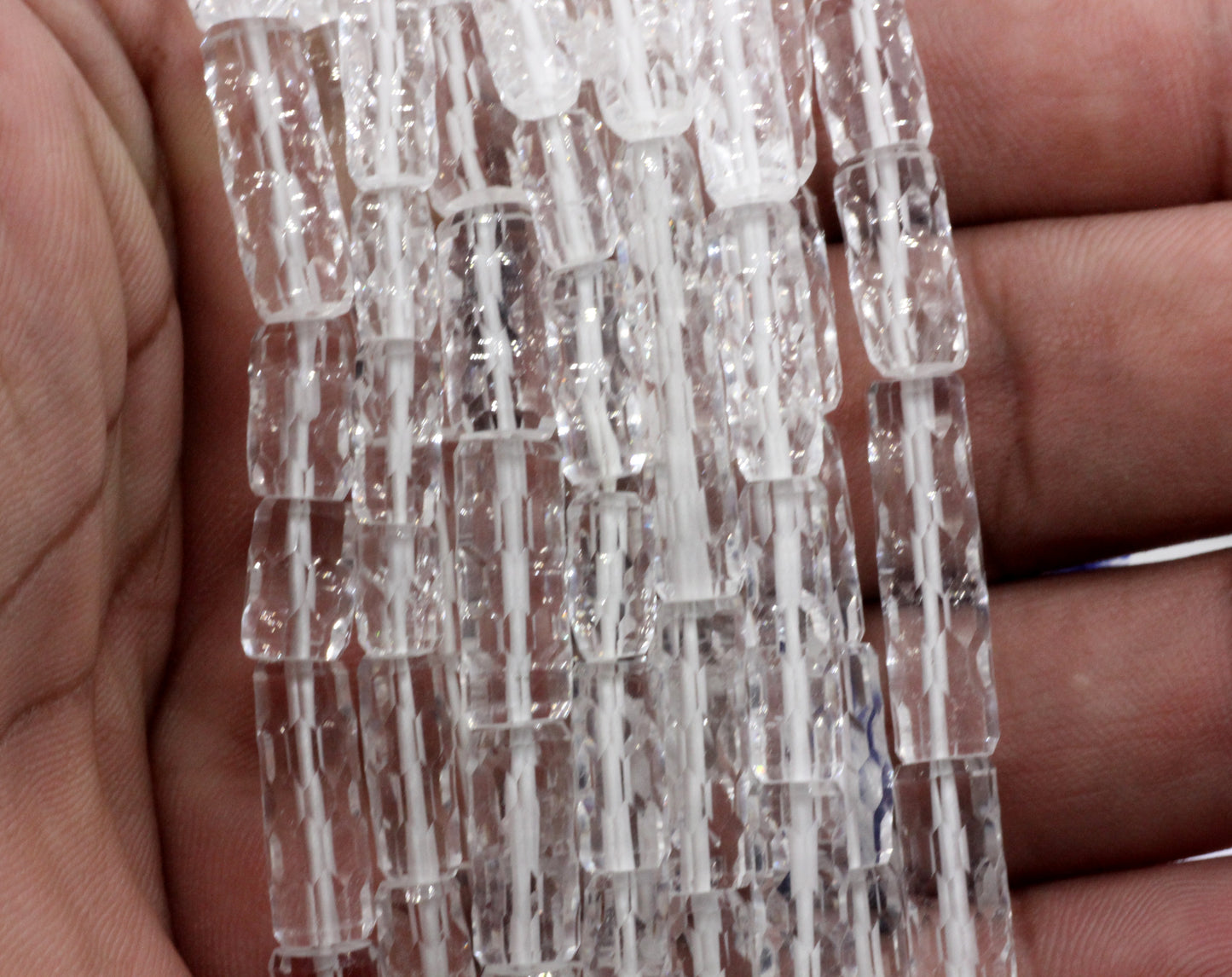 Quartz, Crystal Quartzs Faceted Tube Beads