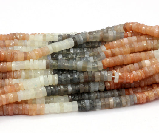 Moonstone, Multi Moonstone Faceted Heshi, Faceted Donut, Faceted Tyre