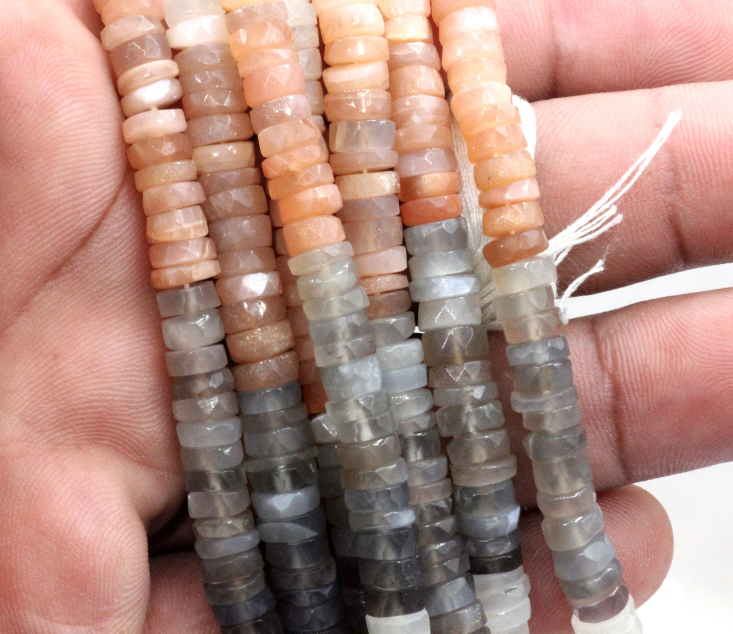 Moonstone, Multi Moonstone Faceted Heshi, Faceted Donut, Faceted Tyre