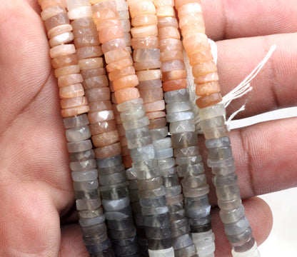 Moonstone, Multi Moonstone Faceted Heshi, Faceted Donut, Faceted Tyre