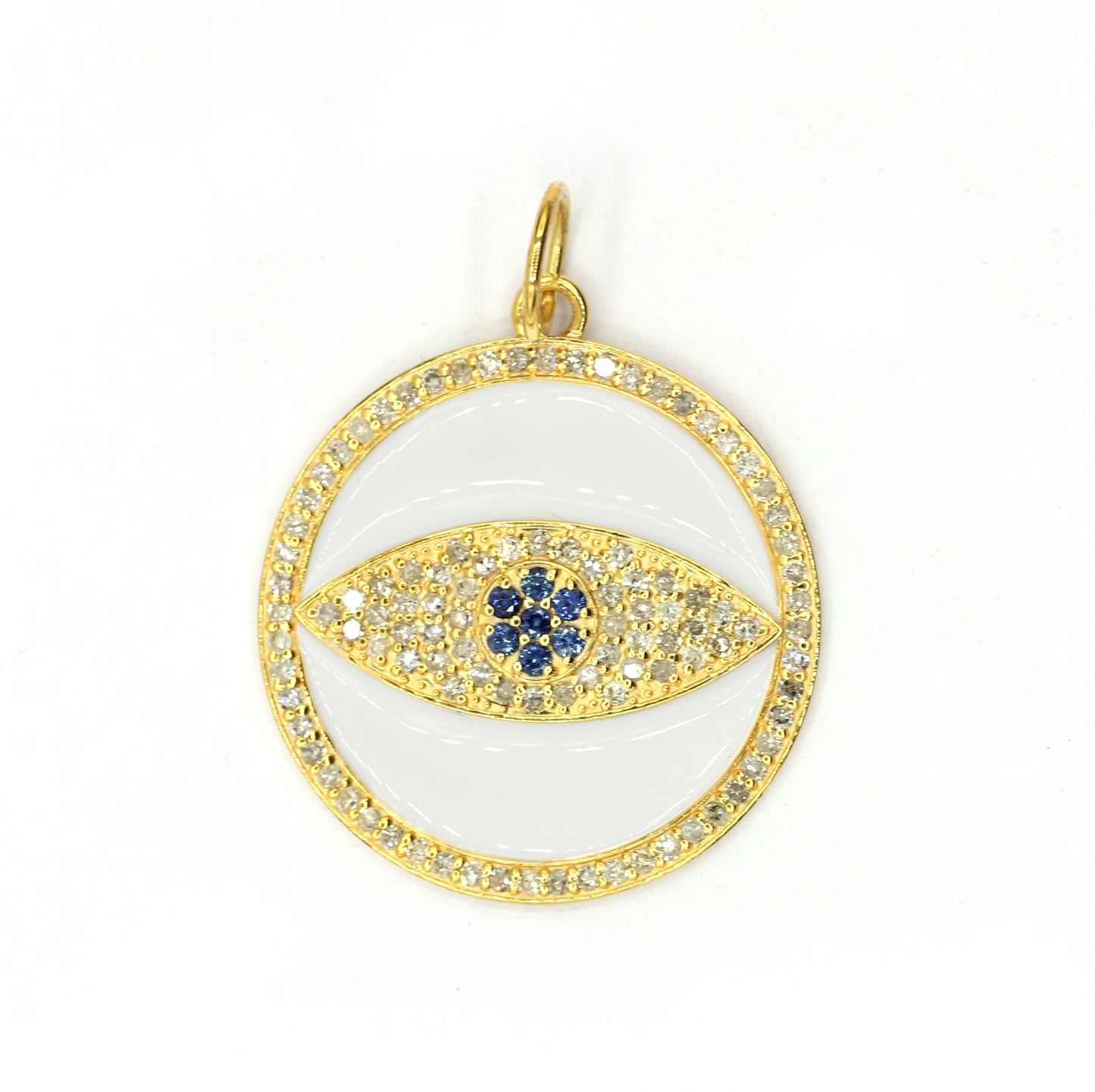 Evil Eye 14k Solid Gold Diamond Pendants.