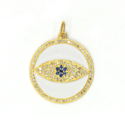 Evil Eye 14k Solid Gold Diamond Pendants.