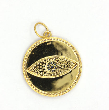 Evil Eye 14k Solid Gold Diamond Pendants.