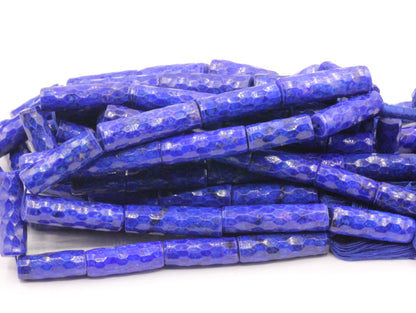 Lapis lazuli Faceted Tube Beads.
