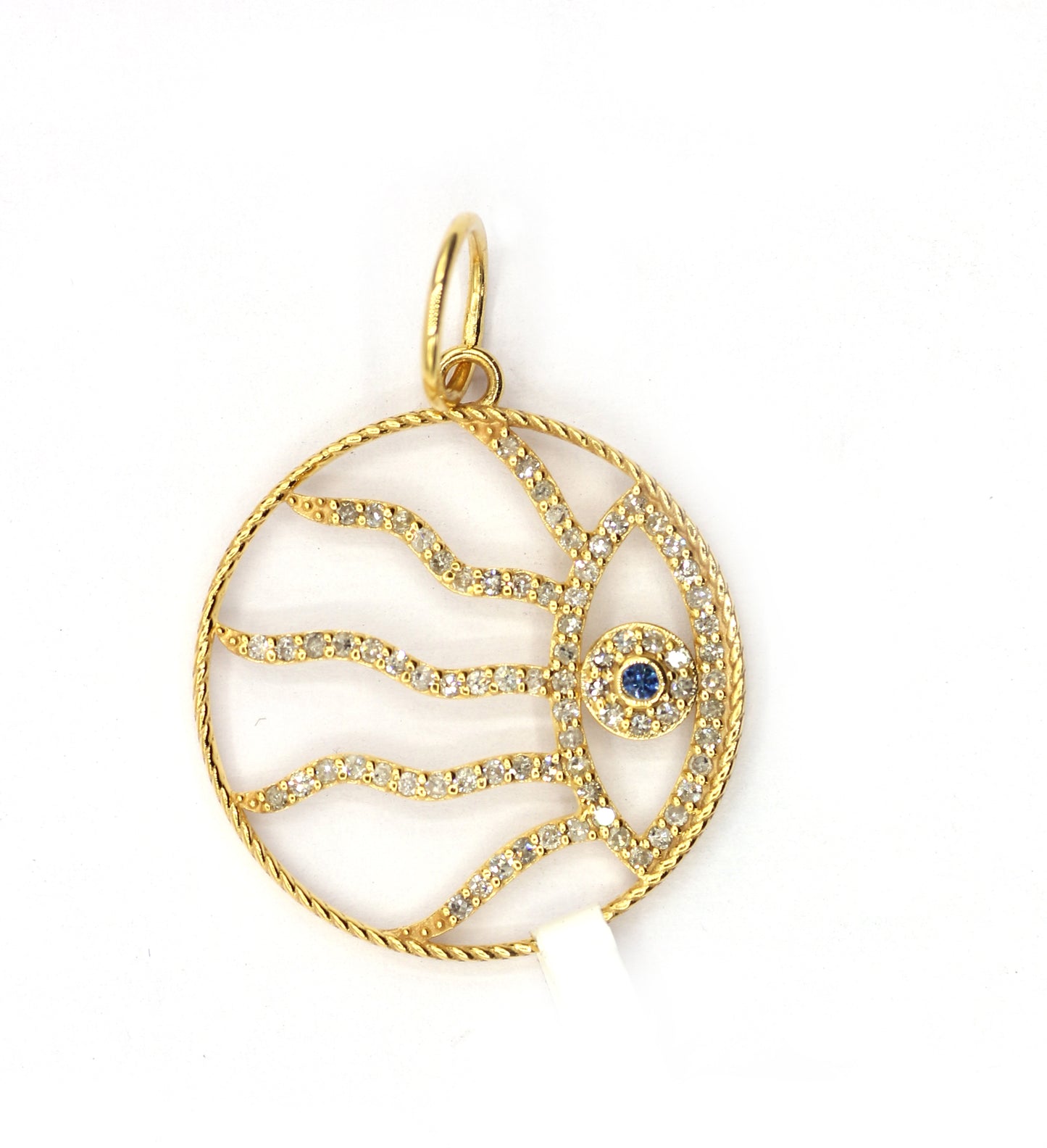 Sun Evil Eye 14k Solid Gold Diamond Pendants.