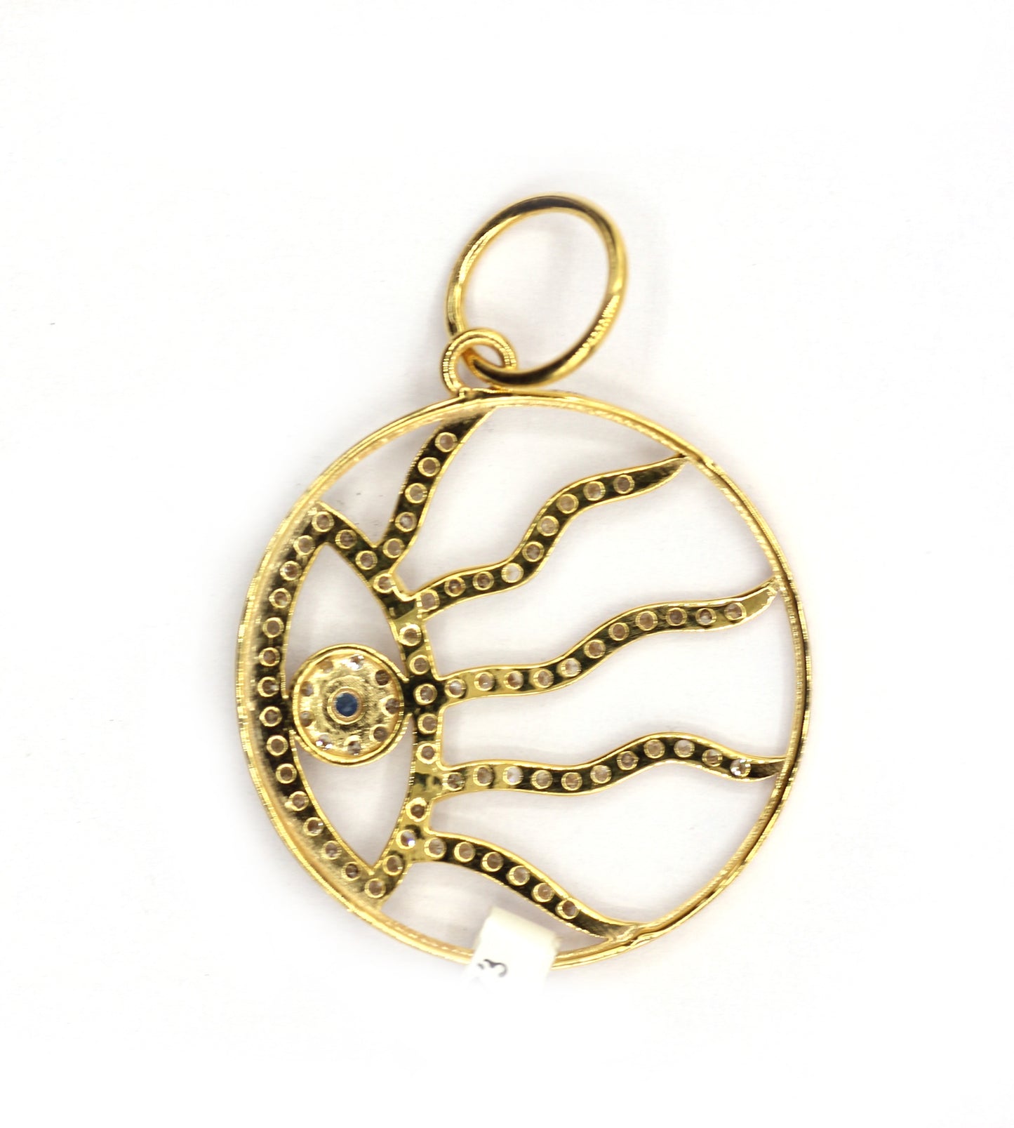 Sun Evil Eye 14k Solid Gold Diamond Pendants.