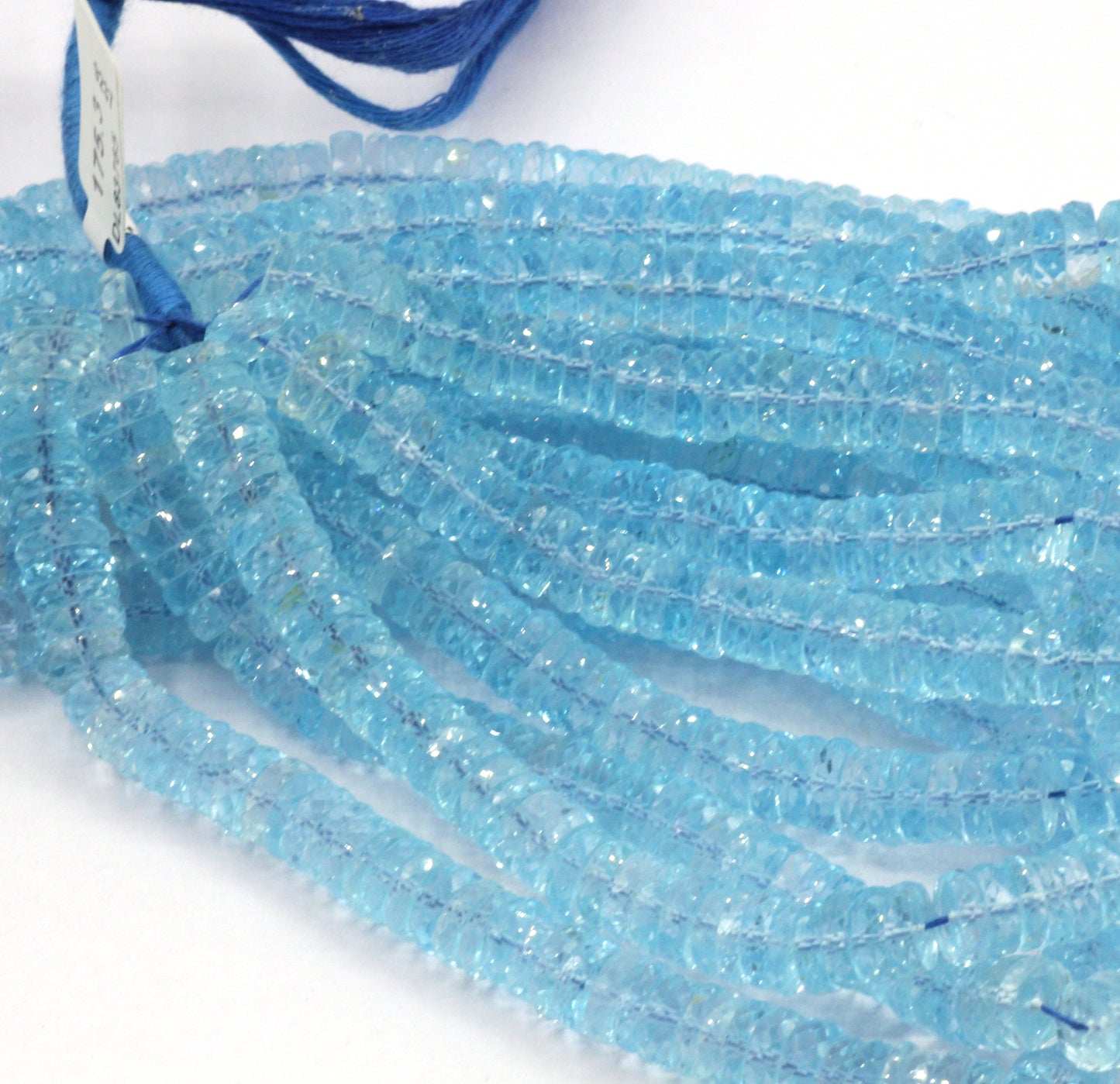 Topaz Blue Faceted Heshi, Faceted Donut, Faceted Tyre