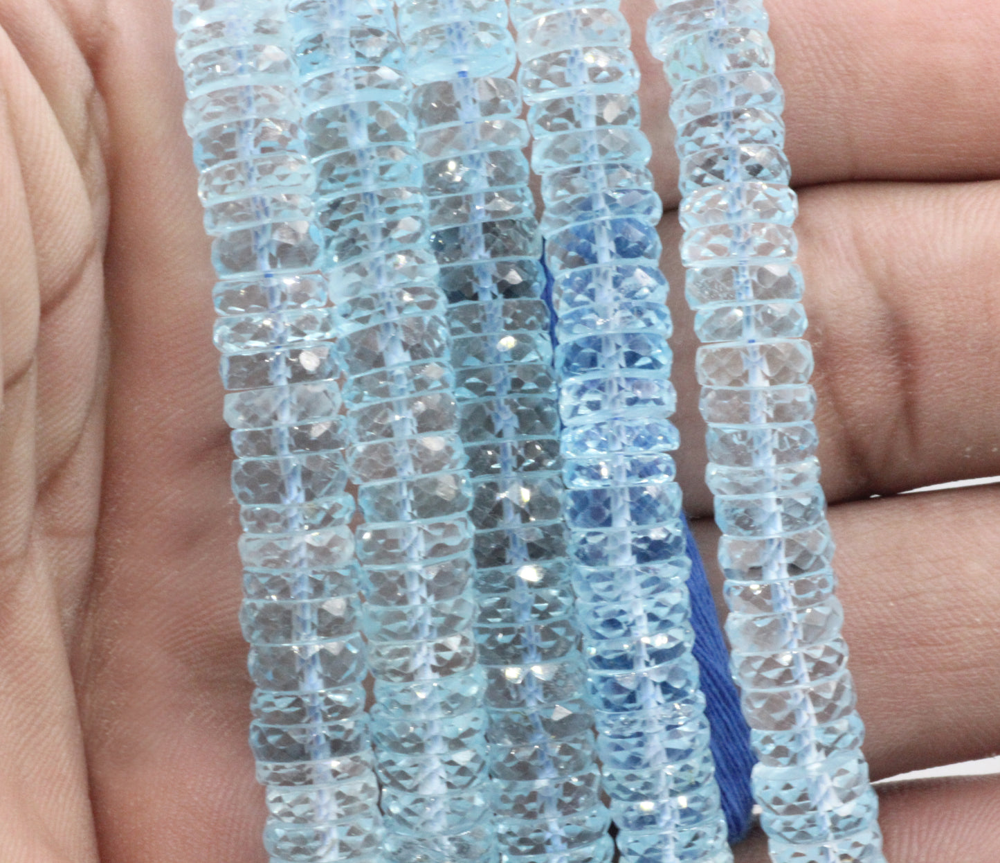 Topaz Blue Faceted Heshi, Faceted Donut, Faceted Tyre