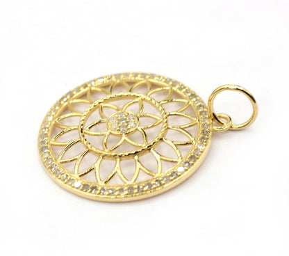 Round 14k Solid Gold Diamond Pendants.