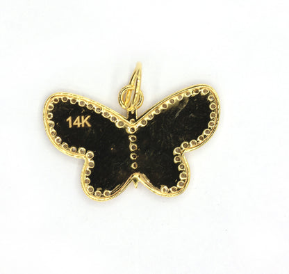Butterfly 14k Solid Gold Diamond Pendants.