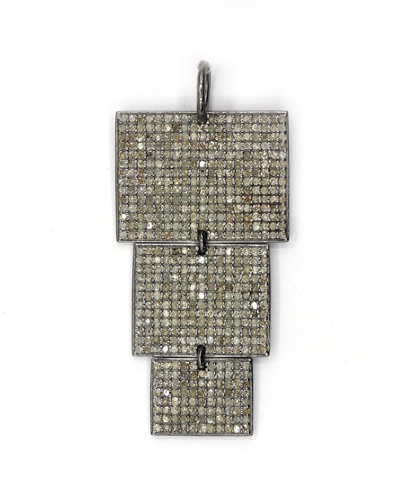 Rectangle Silver Pave Diamond Pendant