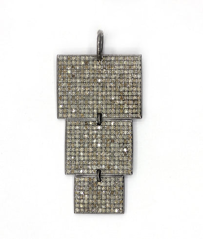 Rectangle Silver Pave Diamond Pendant