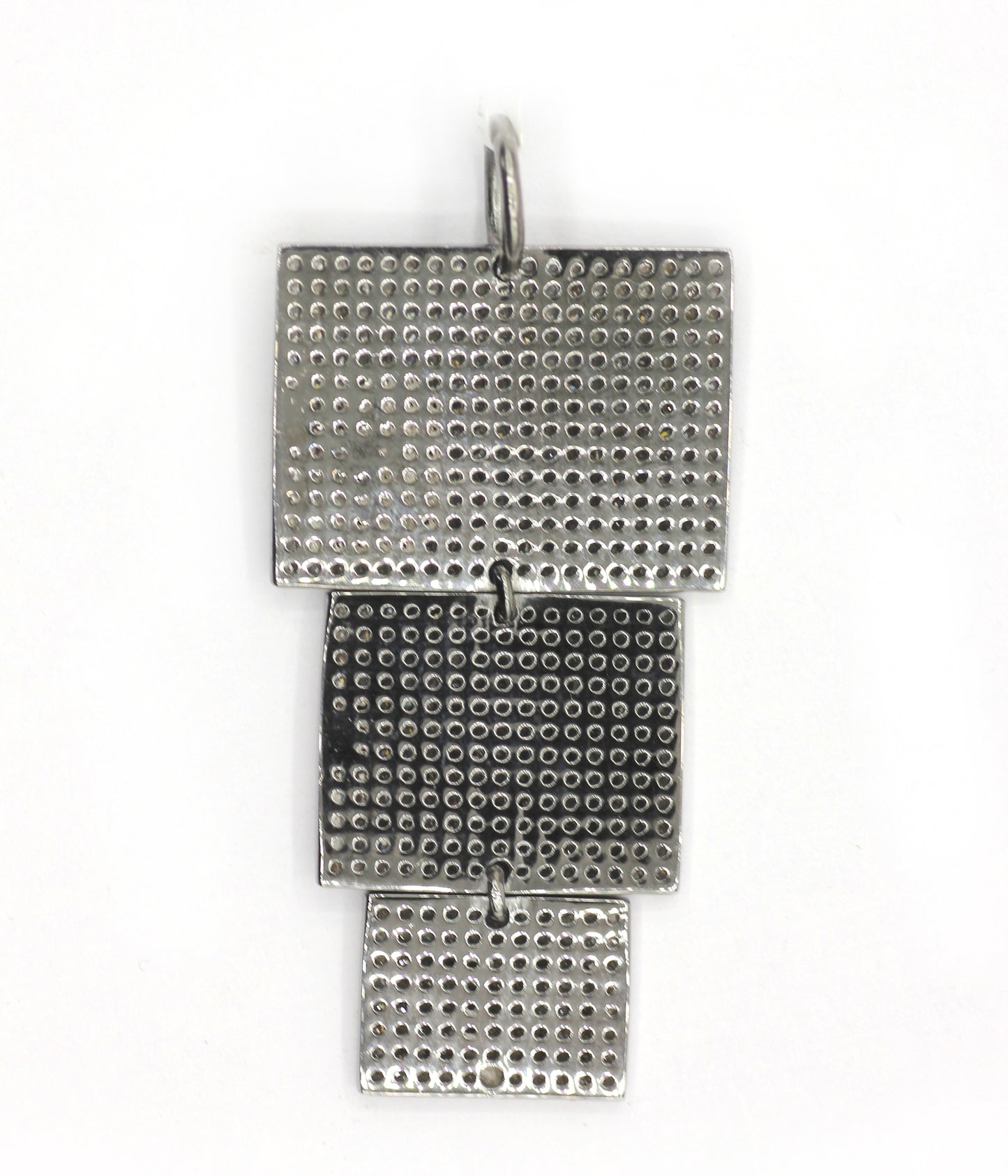Rectangle Silver Pave Diamond Pendant