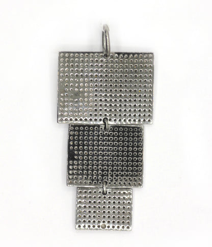 Rectangle Silver Pave Diamond Pendant