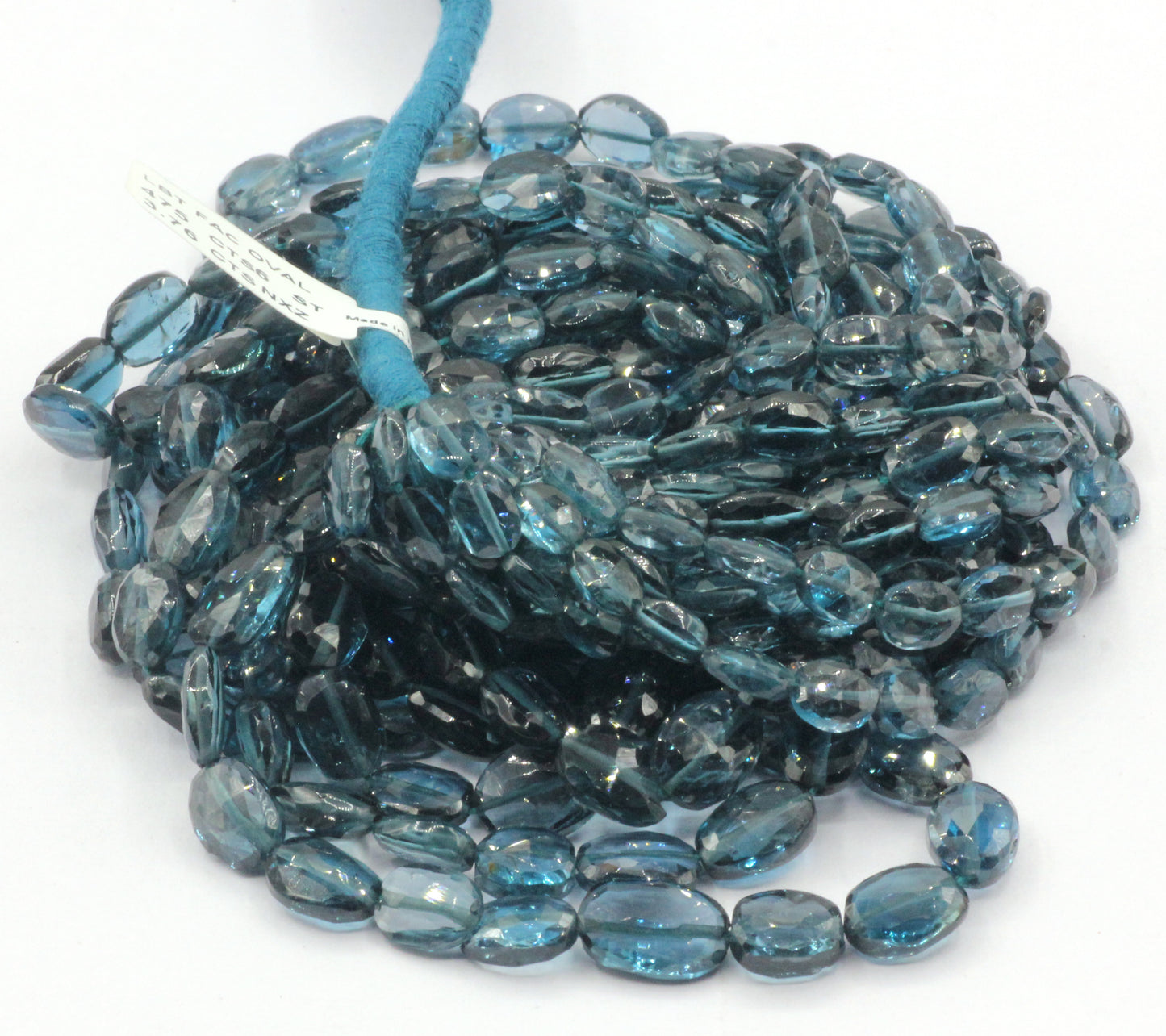 Topaz, London Blue Topaz Faceted Oval Bead