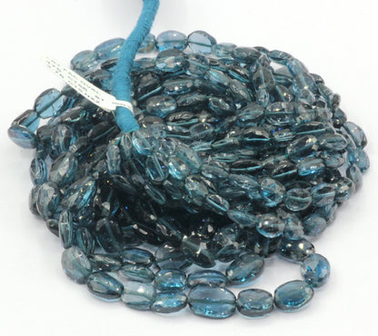 Topaz, London Blue Topaz Faceted Oval Bead