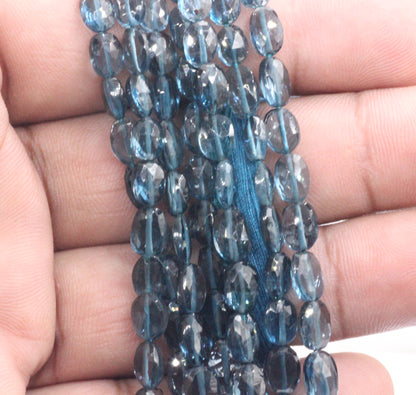 Topaz, London Blue Topaz Faceted Oval Bead