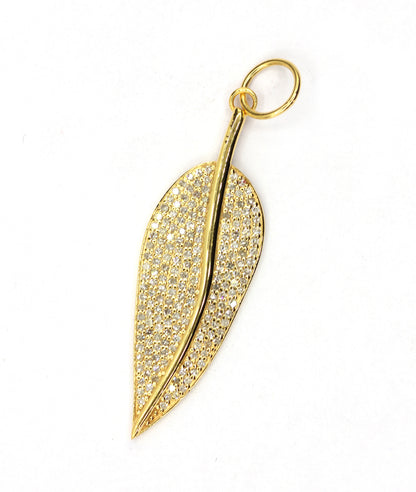 Leaf 14k Solid Gold Diamond Pendants.