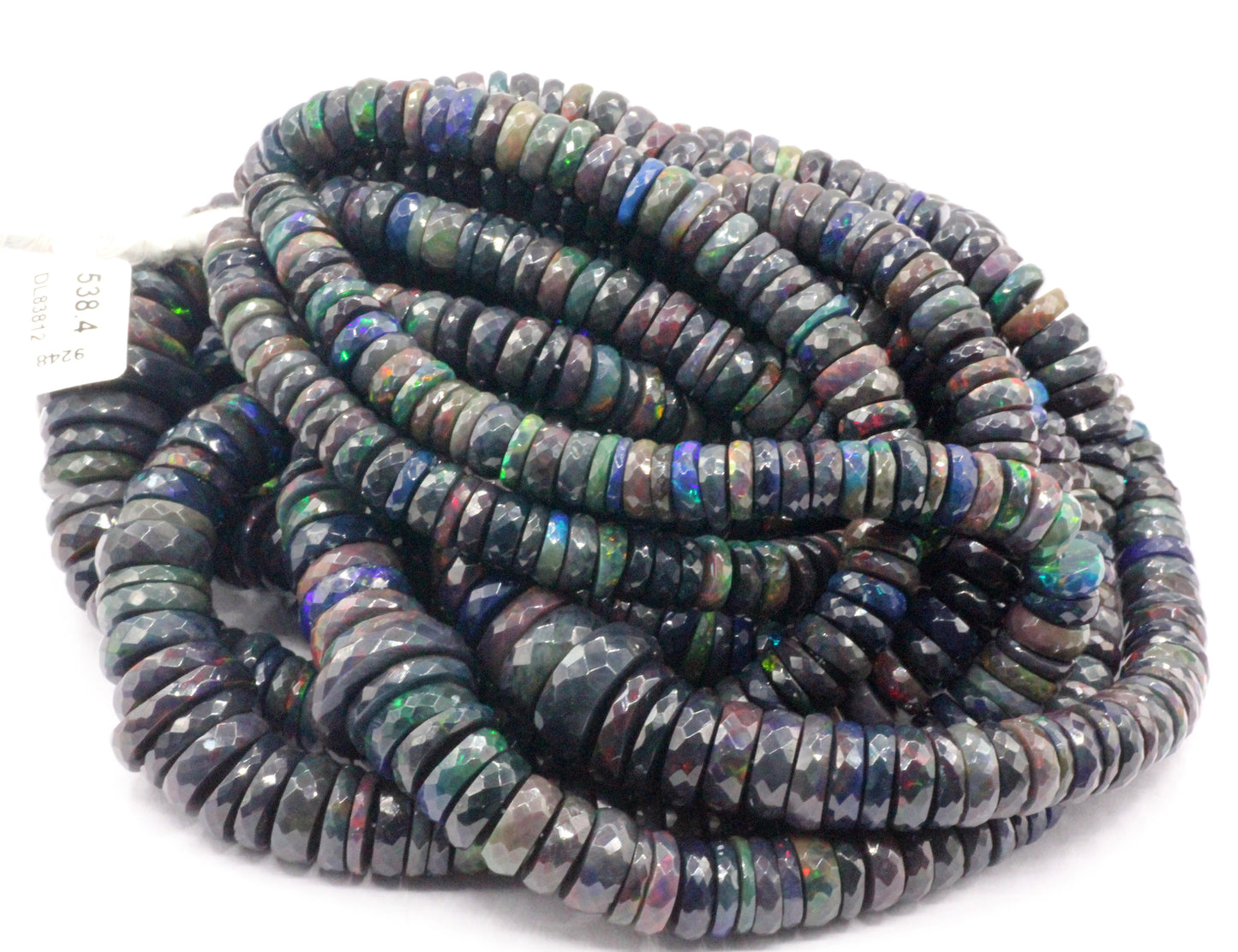 Opal, Black Opal Faceted Heshi, Faceted Donut, Faceted Tyre, Dyed Color