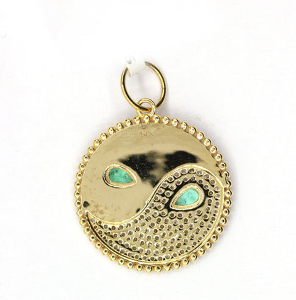 Yin-Yang 14k Solid Gold Diamond Pendants