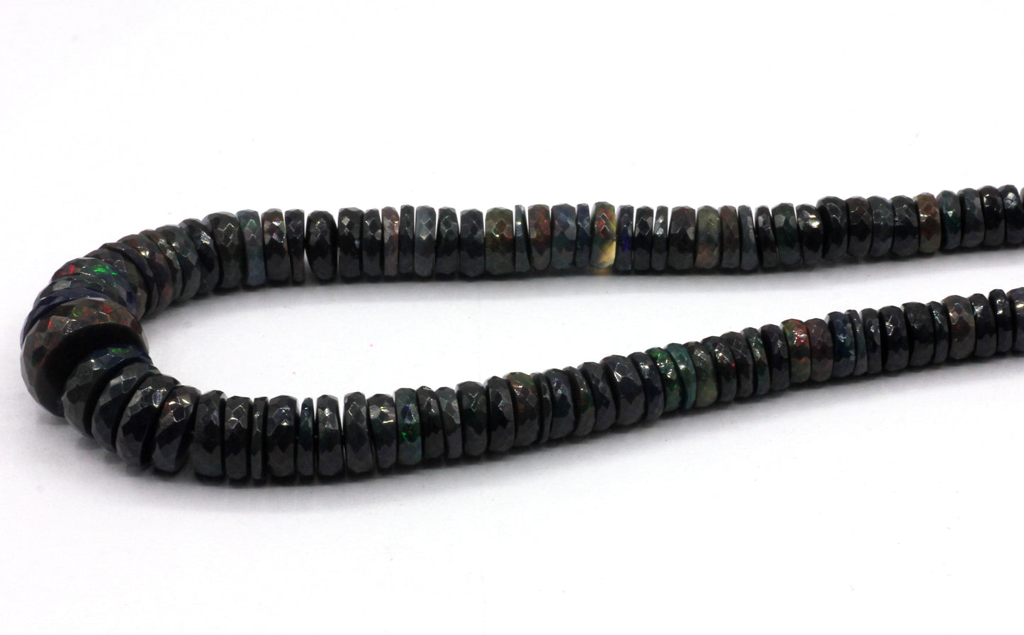 Opal, Black Opal Faceted Heshi, Faceted Donut, Faceted Tyre, Dyed Color