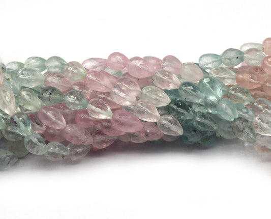 Aquamarine Faceted Tear Drop Long Drill, Size 9x6 mm