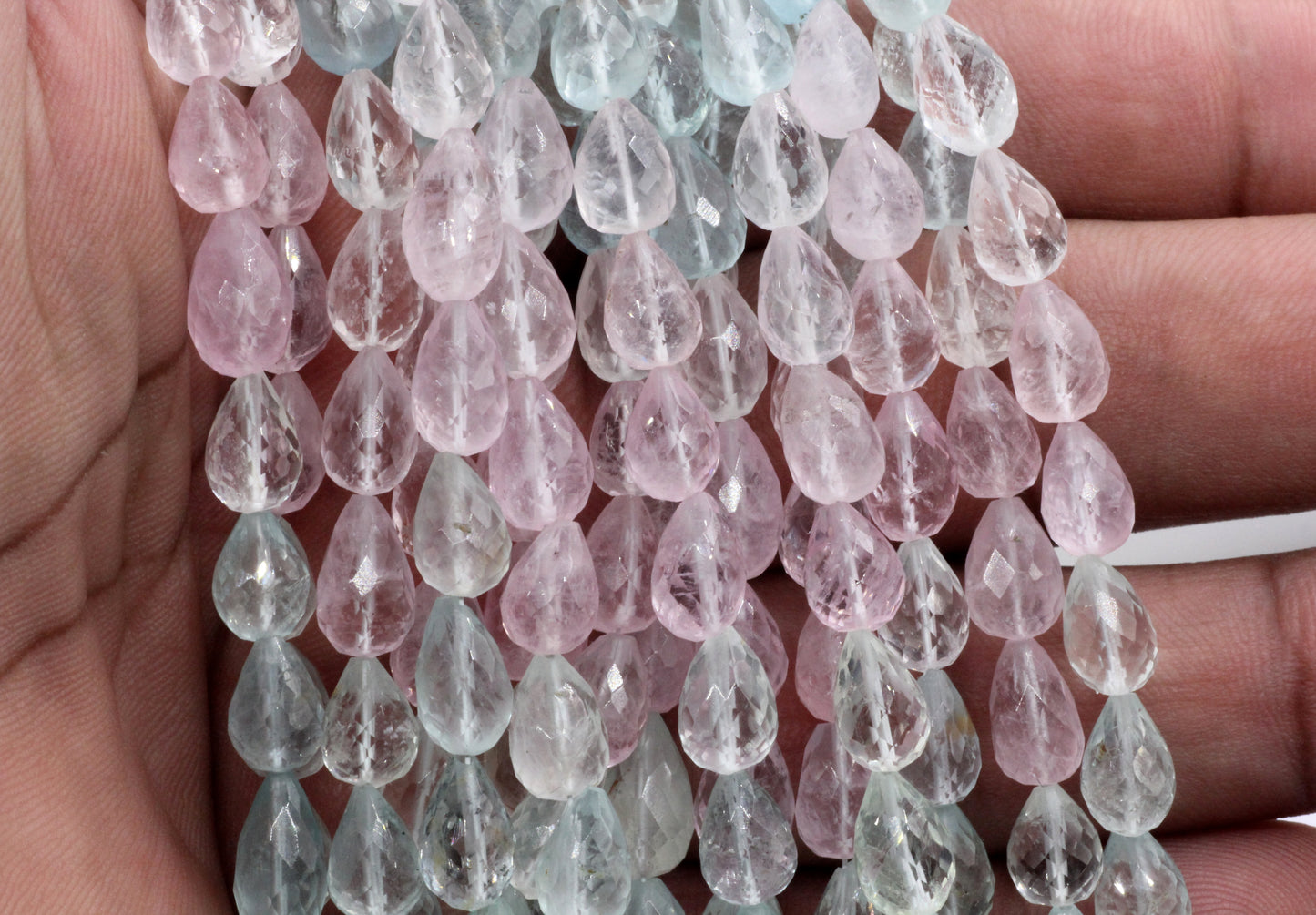 Aquamarine Faceted Tear Drop Long Drill, Size 9x6 mm