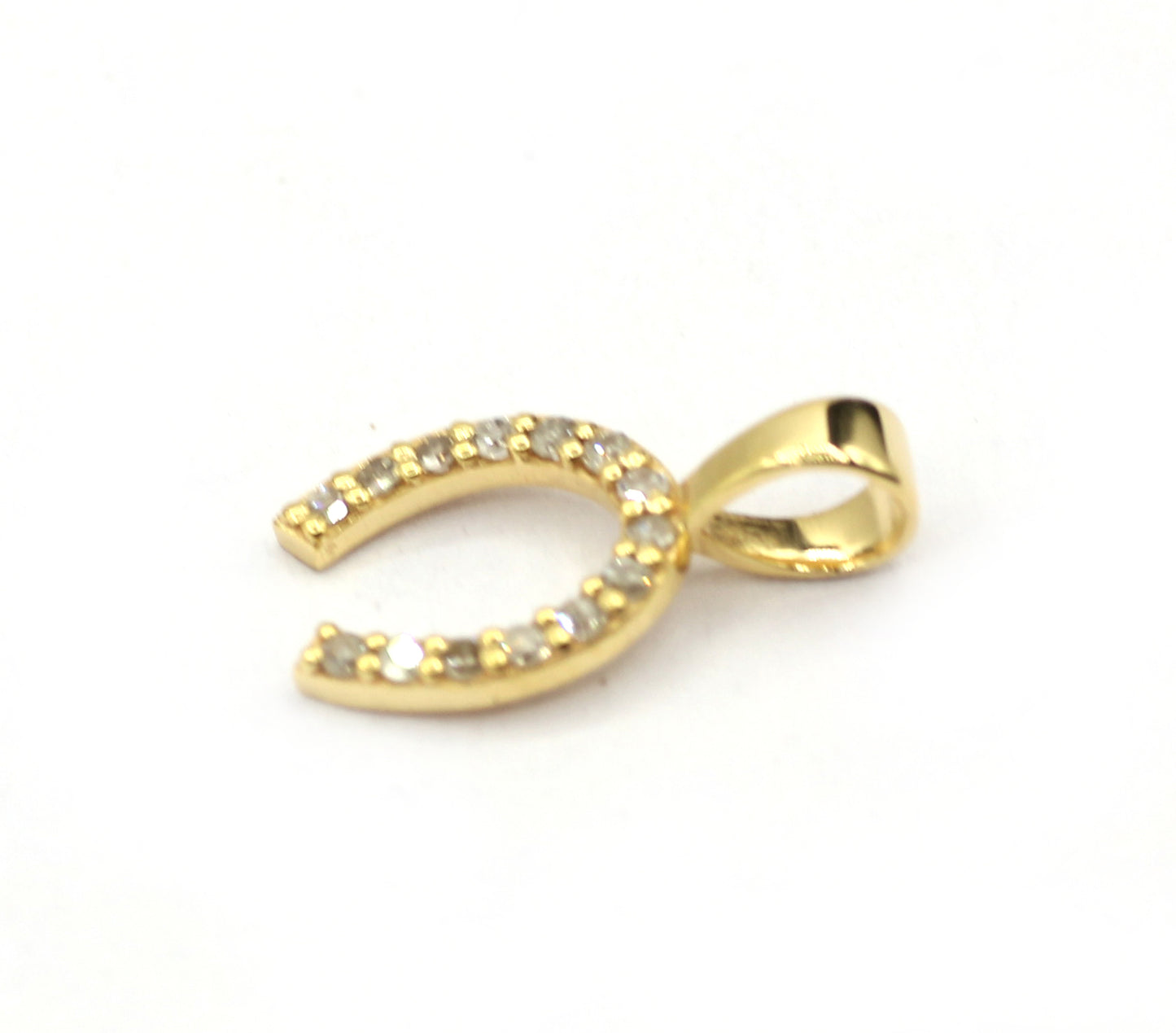 Horse shoe 14k Solid Gold Diamond Pendants.