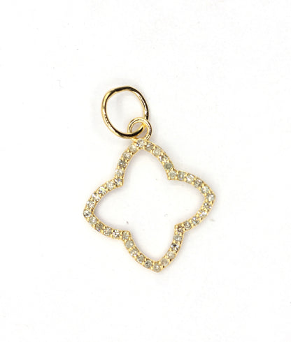 14k Gold Openwork Quatrefoil Design Diamond Pendant