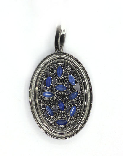 Enamel Oval Shaped Diamond Pendant